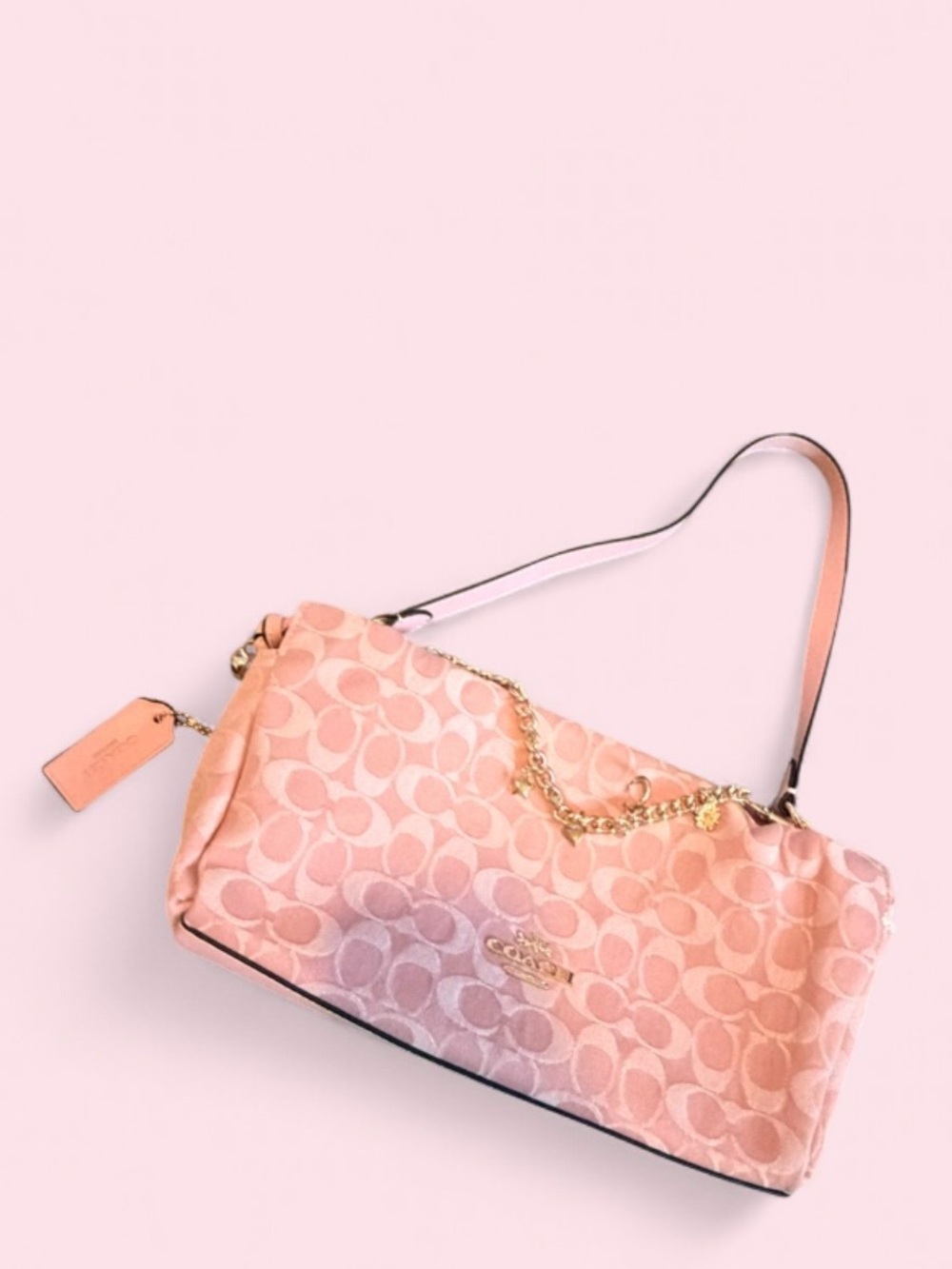 Coach Pink Signature Chain Shoulder Bag